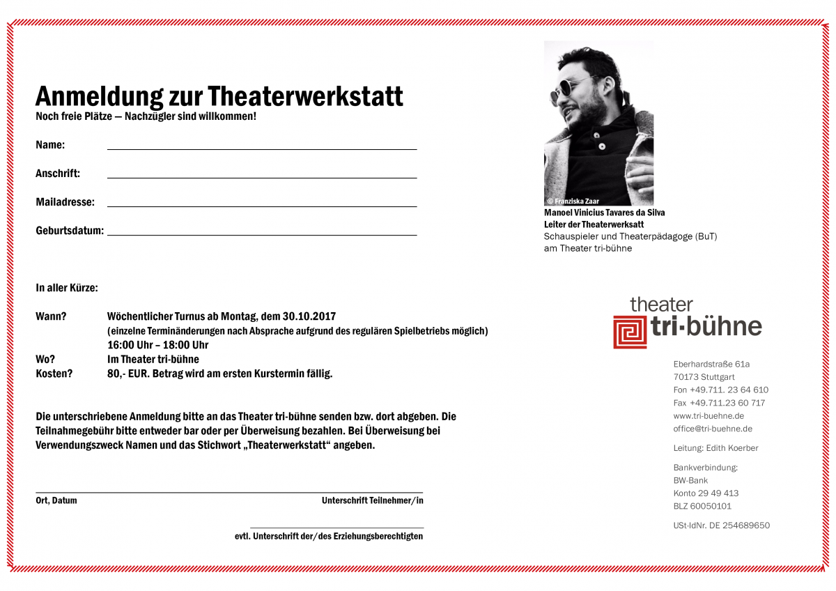 Theaterwerkstatt Anmeldung