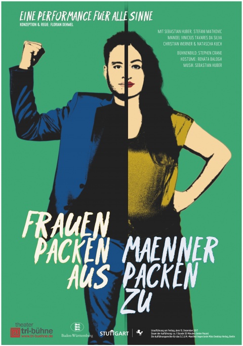 Plakat zur Produktion &quot;Frauen packen aus, Männer packen zu&quot;